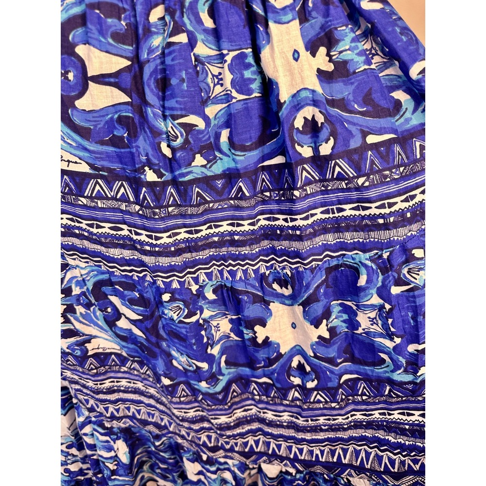 NWT ANTICA SARTORIA Blue White Printed Halter Maxi Dress One Size - Picture 11 of 11